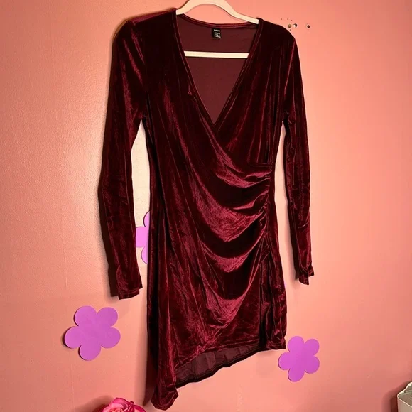 SHEIN | Dresses | Shein Burgundy Crush Velvet Dress | Poshmark SHEIN | Dresses | Shein Burgundy Crush Velvet Dress | Poshmark